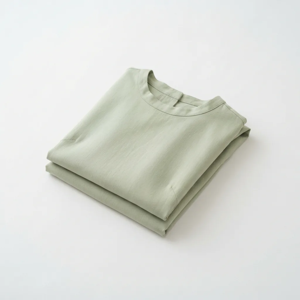 Never-worn women's dress folded neatly on a clean white surface