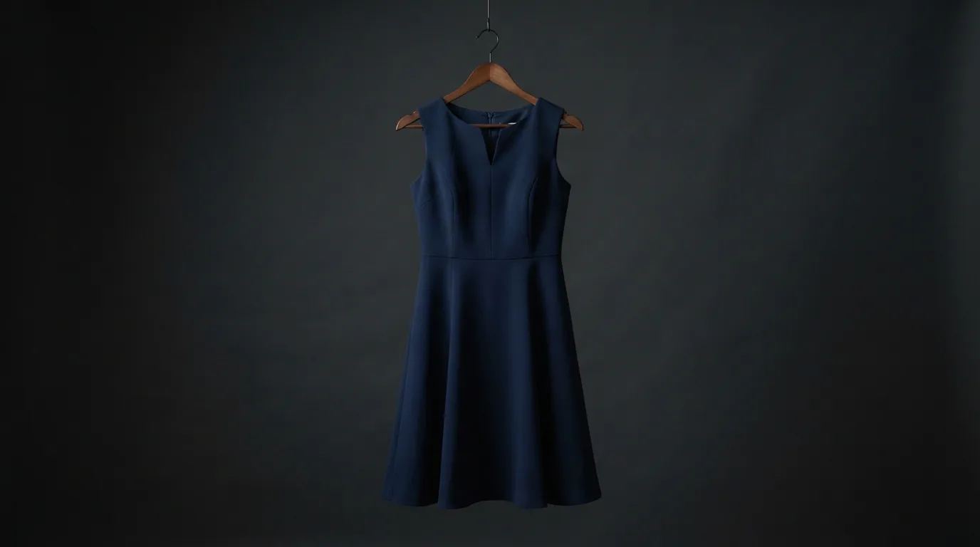 Size 10 women's cocktail dress on a plain hanger against a deep neutral backdrop
